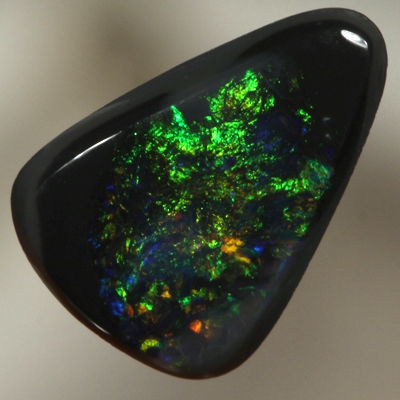 SOLID BLACK OPAL Burning copper orange contrasted by bottle green, always sparkling